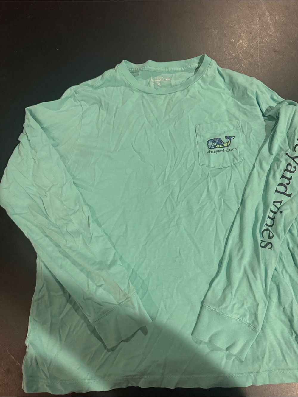 Vineyard Vines Kids Long Sleeve Pocket Tee - Seafoam Green